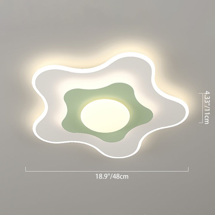 Plafonnier LED contemporain carré ovale en fer avec fleurs nordiques pour chambre à coucher 