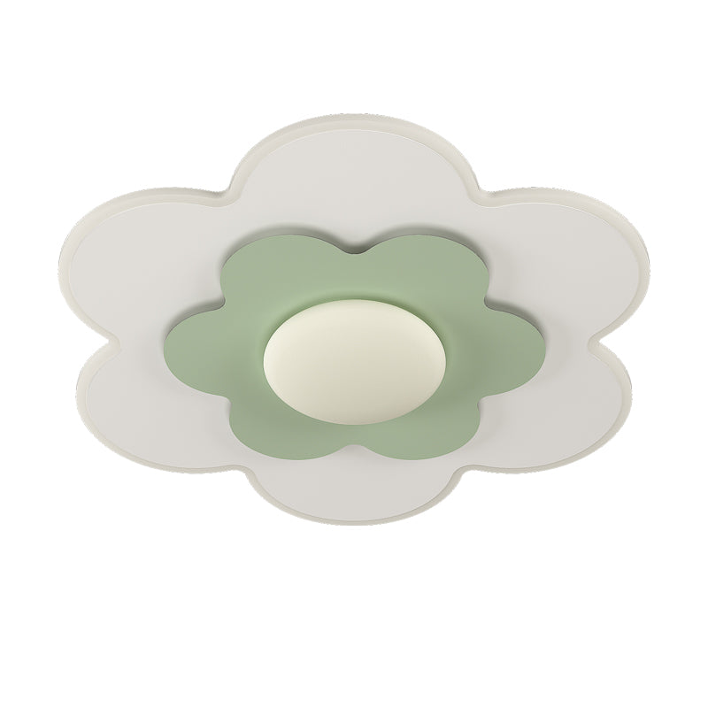 Plafonnier LED contemporain carré ovale en fer avec fleurs nordiques pour chambre à coucher 