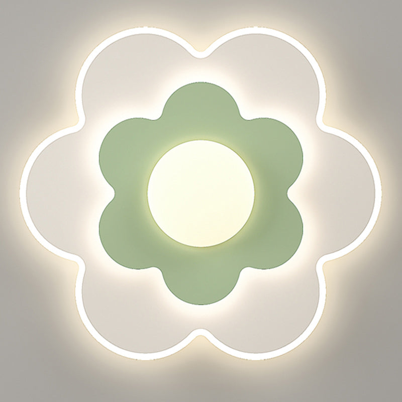 Plafonnier LED contemporain carré ovale en fer avec fleurs nordiques pour chambre à coucher 