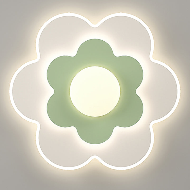 Plafonnier LED contemporain carré ovale en fer avec fleurs nordiques pour chambre à coucher 