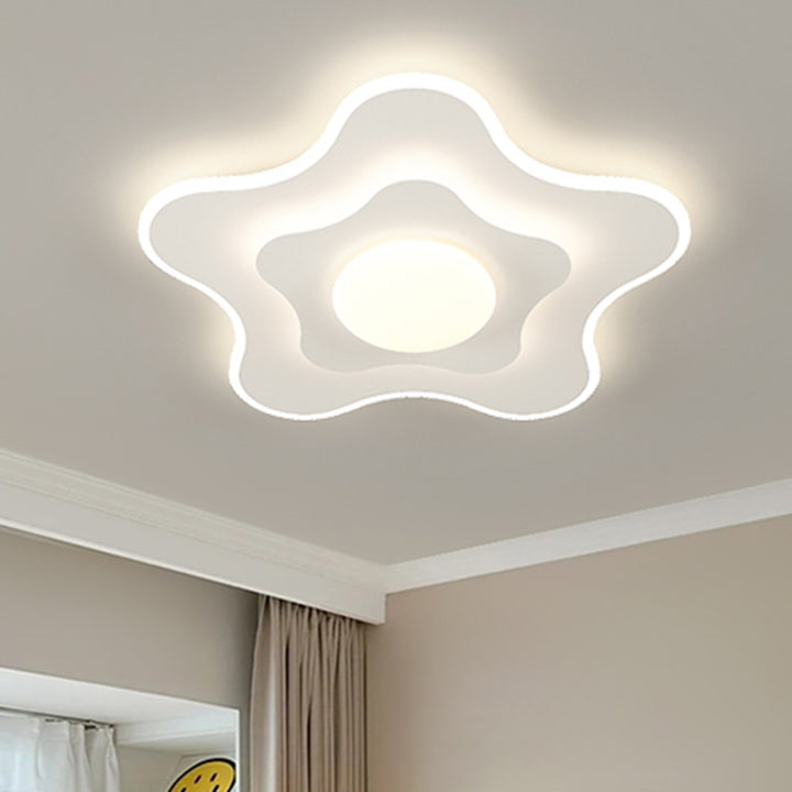Plafonnier LED contemporain carré ovale en fer avec fleurs nordiques pour chambre à coucher 