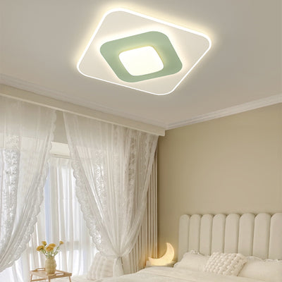 Luz de techo LED montada al ras de hierro PE con forma ovalada cuadrada nórdica contemporánea para dormitorio 