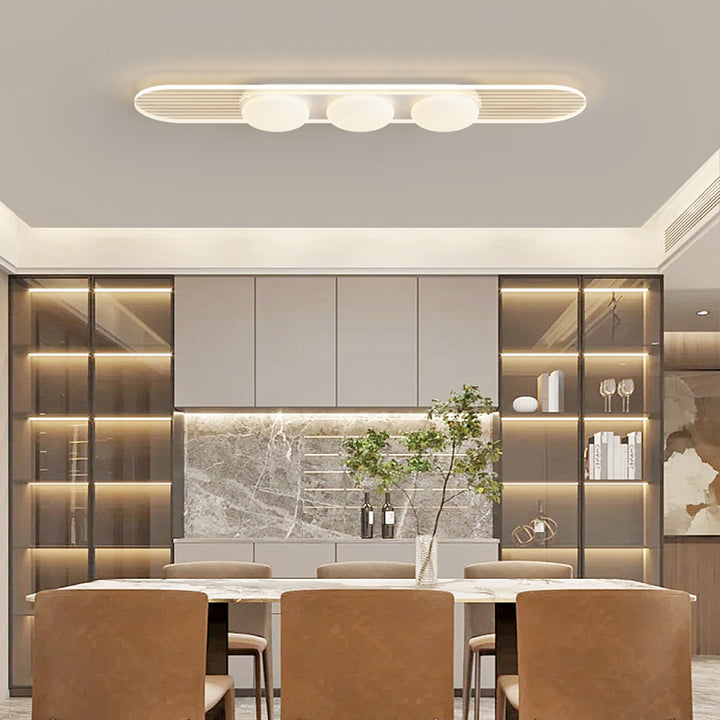 Luz de techo empotrada LED de hierro PE de tira larga nórdica contemporánea para comedor 