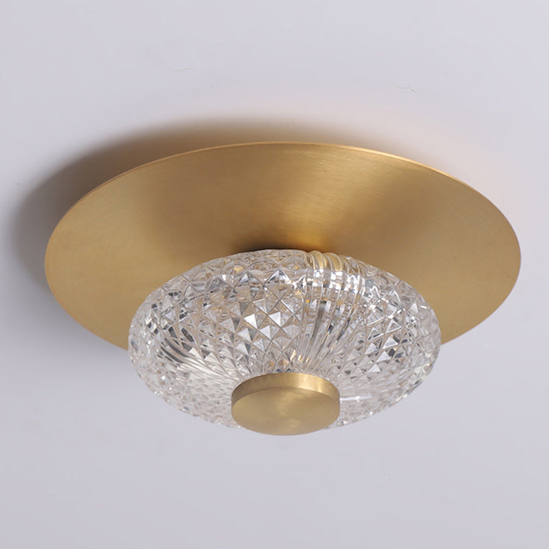 Contemporary Simplicity Dome Round Copper Glass LED Semi-Flush Mount Ceiling Light For Hallways