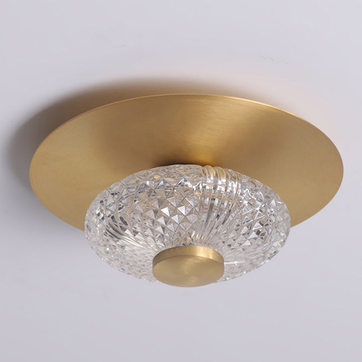 Contemporary Simplicity Dome Round Copper Glass LED Semi-Flush Mount Ceiling Light For Hallways