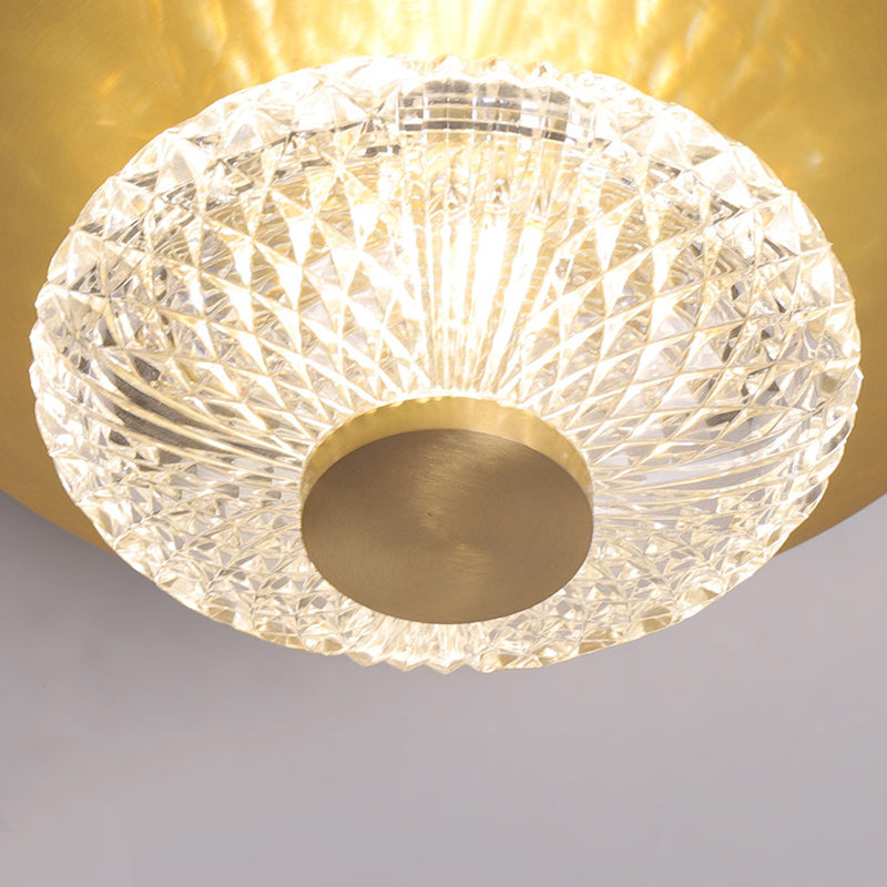 Contemporary Simplicity Dome Round Copper Glass LED Semi-Flush Mount Ceiling Light For Hallways