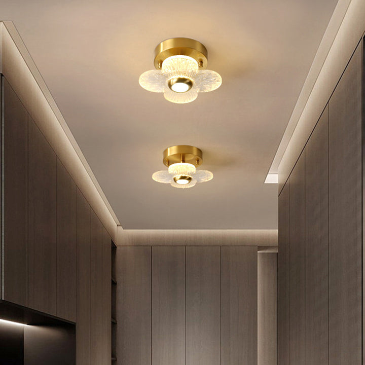 Luz de techo semiempotrada LED de vidrio de cobre redonda de cúpula de simplicidad contemporánea para pasillos 