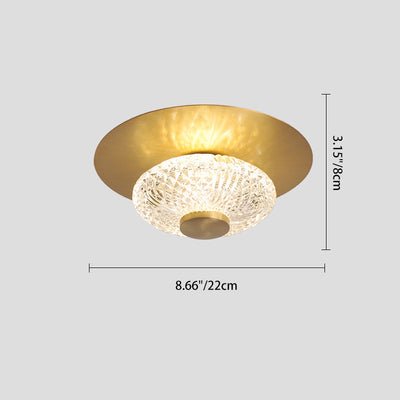Contemporary Simplicity Dome Round Copper Glass LED Semi-Flush Mount Ceiling Light For Hallways