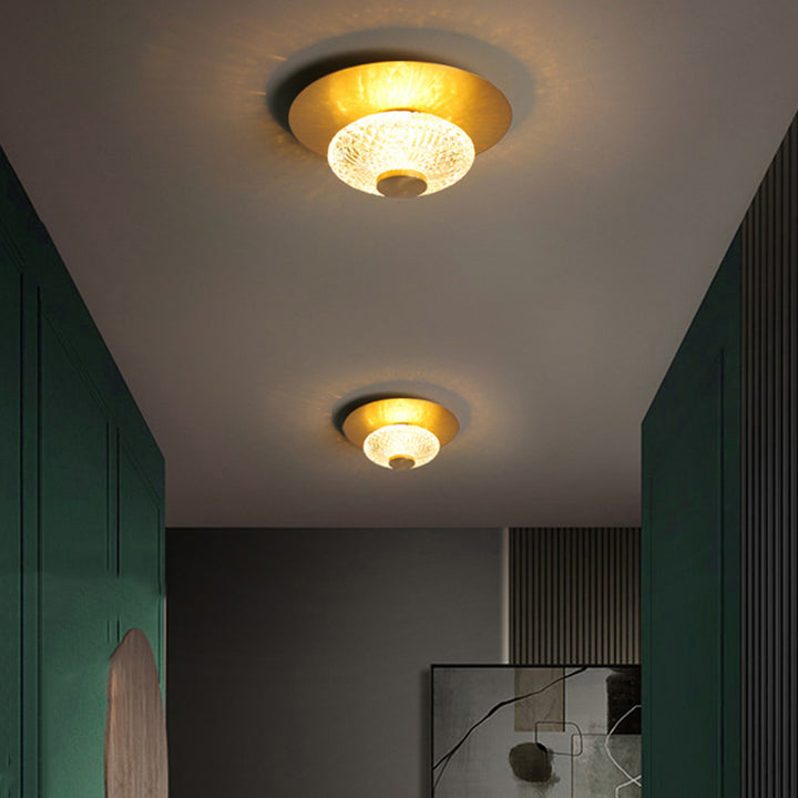 Luz de techo semiempotrada LED de vidrio de cobre redonda de cúpula de simplicidad contemporánea para pasillos 