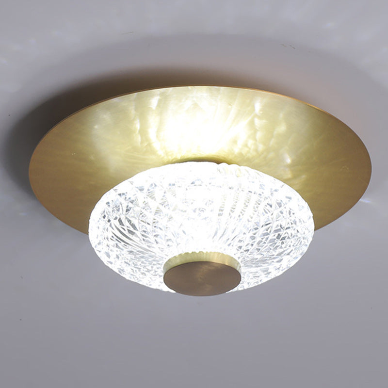 Contemporary Simplicity Dome Round Copper Glass LED Semi-Flush Mount Ceiling Light For Hallways