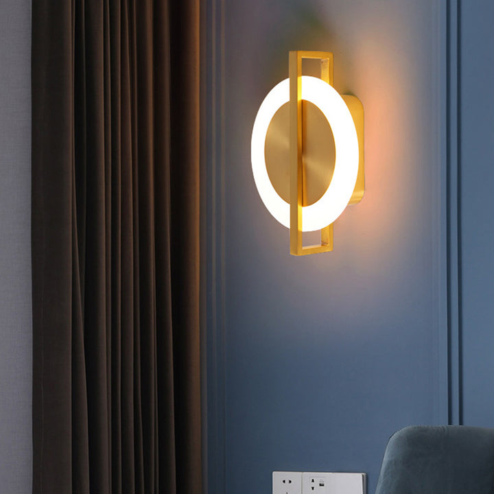 Contemporary Simplicity Round Full Copper Acrylic Lampshade LED Wall Sconce Lamp For Living Room