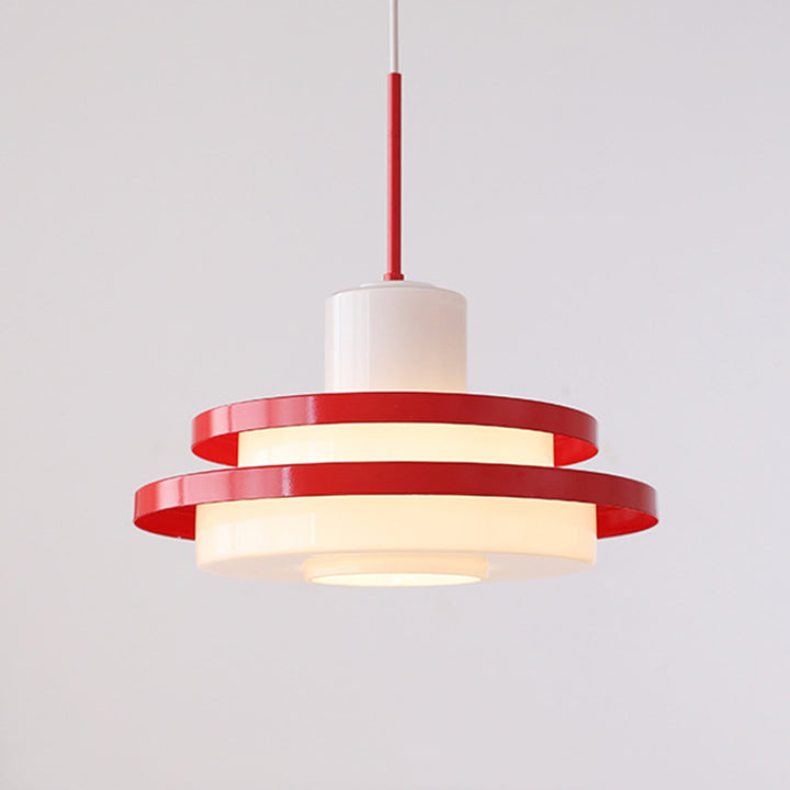 Pantalla de lámpara de vidrio redonda de hierro escandinava contemporánea 1 - Luz colgante para sala de estar 