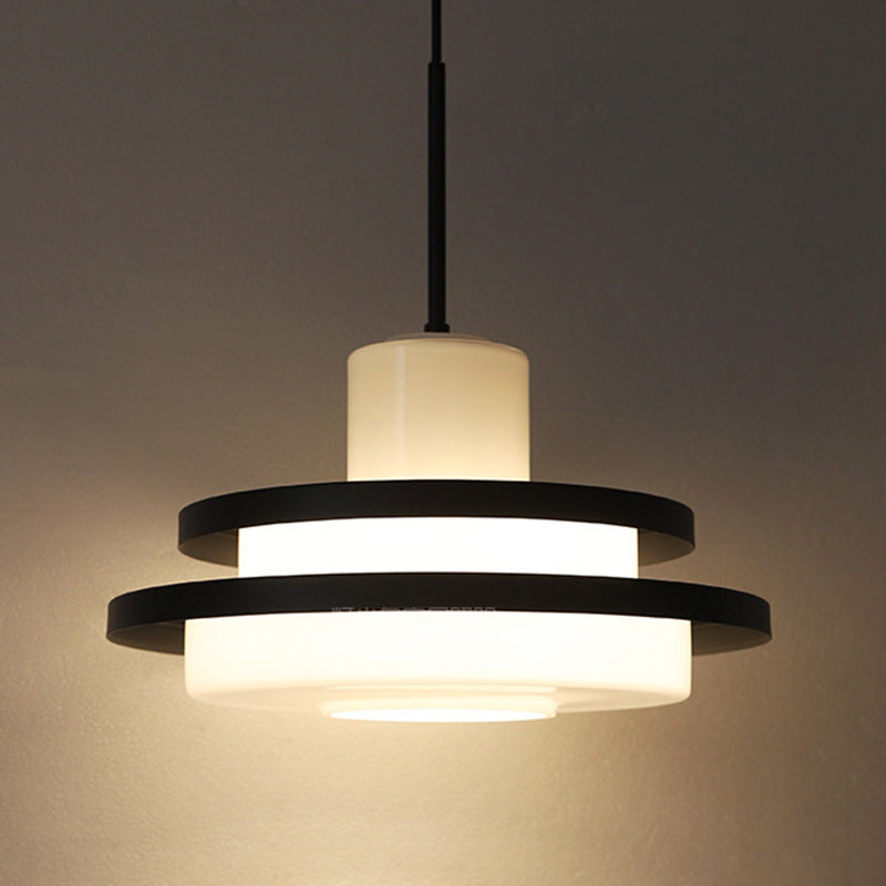 Pantalla de lámpara de vidrio redonda de hierro escandinava contemporánea 1 - Luz colgante para sala de estar 