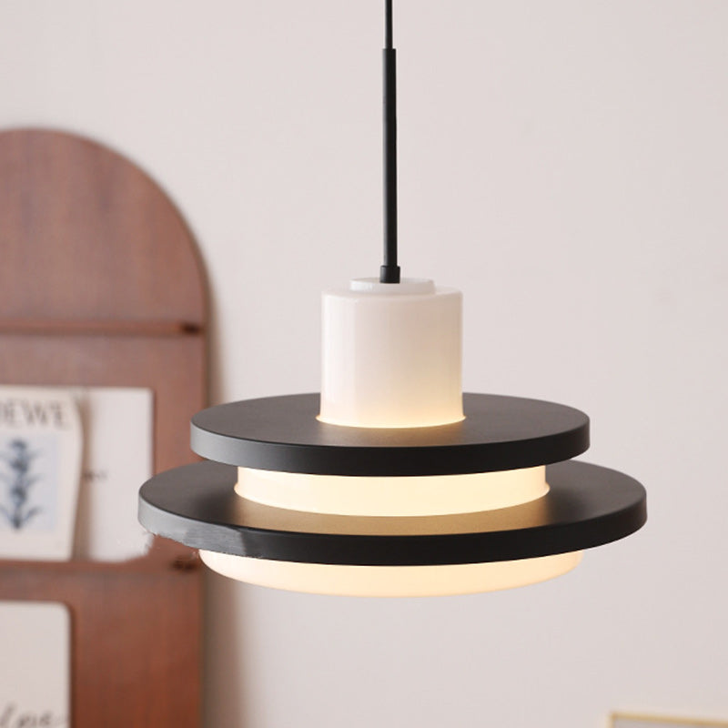 Pantalla de lámpara de vidrio redonda de hierro escandinava contemporánea 1 - Luz colgante para sala de estar 