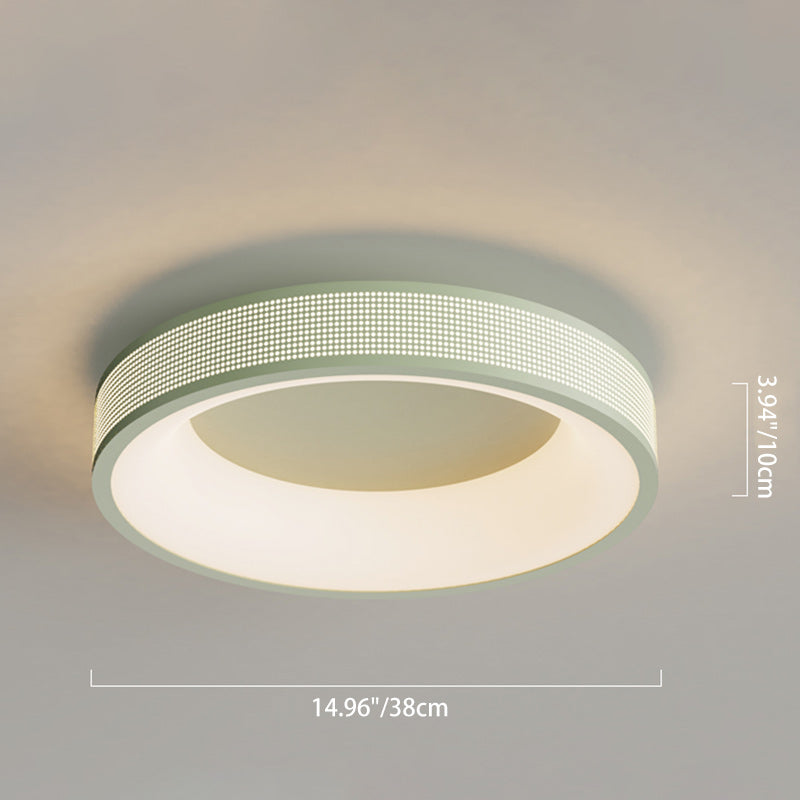 Zeitgenössische nordische runde Eisen-Gitter-Mesh-Lampenschirm Acryl-Hardware LED-Deckenleuchte für das Schlafzimmer 
