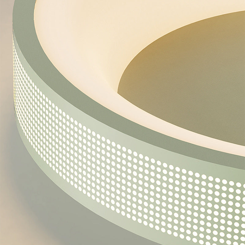 Zeitgenössische nordische runde Eisen-Gitter-Mesh-Lampenschirm Acryl-Hardware LED-Deckenleuchte für das Schlafzimmer 