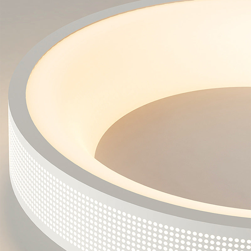 Zeitgenössische nordische runde Eisen-Gitter-Mesh-Lampenschirm Acryl-Hardware LED-Deckenleuchte für das Schlafzimmer 