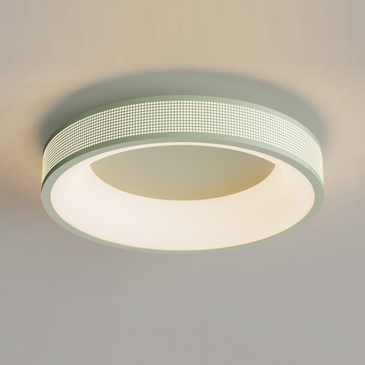 Zeitgenössische nordische runde Eisen-Gitter-Mesh-Lampenschirm Acryl-Hardware LED-Deckenleuchte für das Schlafzimmer 