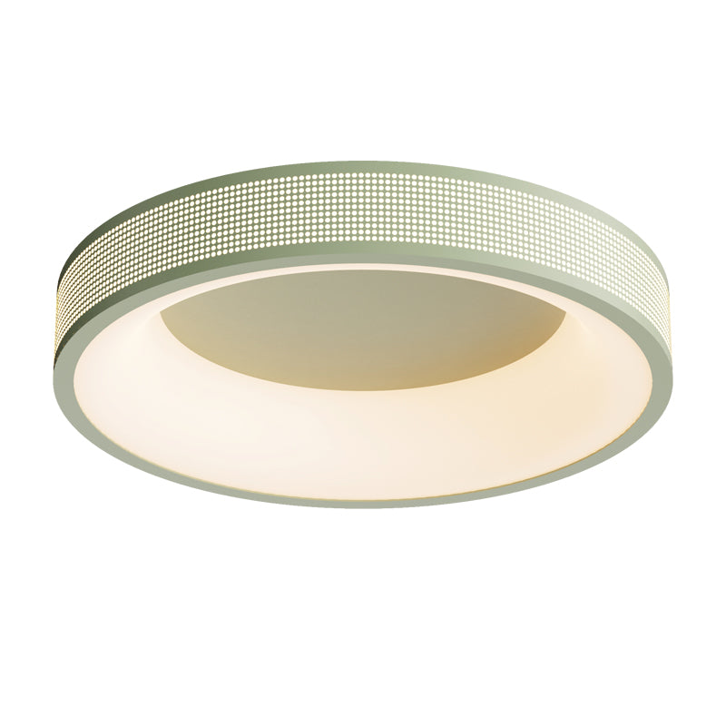 Zeitgenössische nordische runde Eisen-Gitter-Mesh-Lampenschirm Acryl-Hardware LED-Deckenleuchte für das Schlafzimmer 