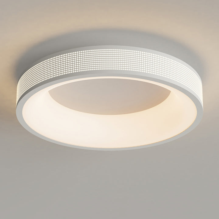 Zeitgenössische nordische runde Eisen-Gitter-Mesh-Lampenschirm Acryl-Hardware LED-Deckenleuchte für das Schlafzimmer 