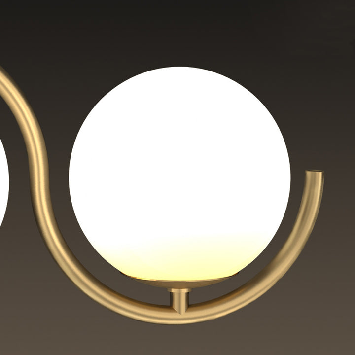 Contemporary Scandinavian Full Copper Round Orb Glass Lampshade 3/5/7 - Light Chandeliers Island Light For Dining Room