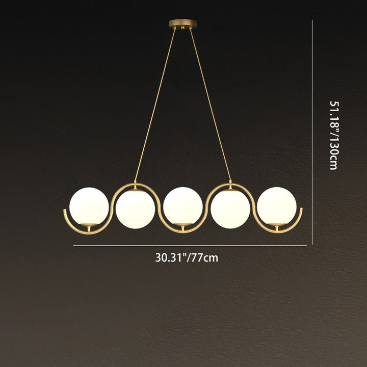 Contemporary Scandinavian Full Copper Round Orb Glass Lampshade 3/5/7 - Light Chandeliers Island Light For Dining Room