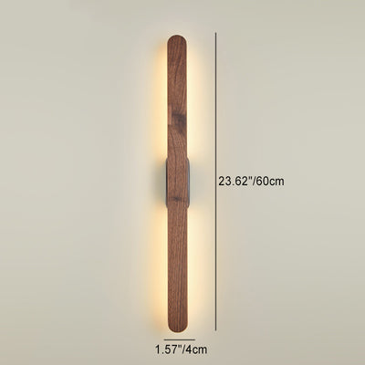 Contemporary Retro Long Strip Black Walnut Copper LED Wall Sconce Lamp For Living Room