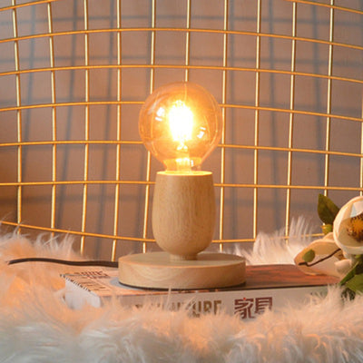 Lampe de table moderne en verre avec base en bois massif et orbe de simplicité pour chambre à coucher, 1 lumière 