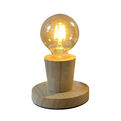 Lampe de table moderne en verre avec base en bois massif et orbe de simplicité pour chambre à coucher, 1 lumière 