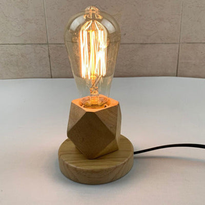 Lampe de table moderne en verre avec base en bois massif et orbe de simplicité pour chambre à coucher, 1 lumière 