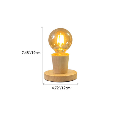 Lampe de table moderne en verre avec base en bois massif et orbe de simplicité pour chambre à coucher, 1 lumière 