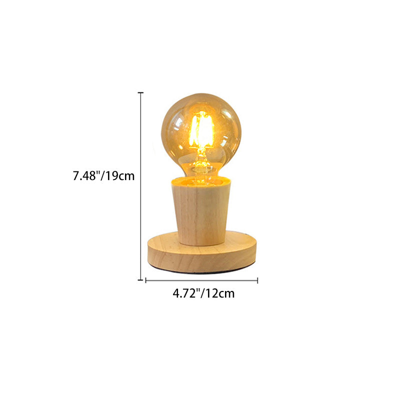Lampe de table moderne en verre avec base en bois massif et orbe de simplicité pour chambre à coucher, 1 lumière 