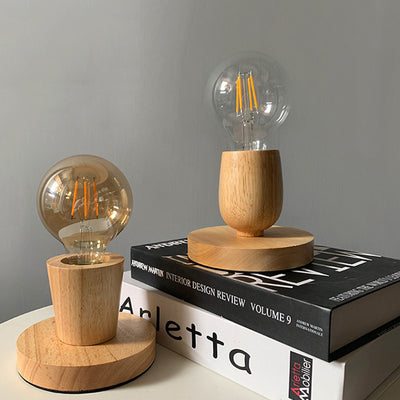 Lampe de table moderne en verre avec base en bois massif et orbe de simplicité pour chambre à coucher, 1 lumière 