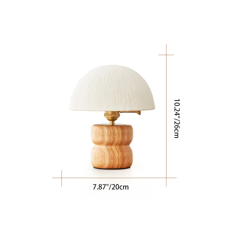 Lampe de table avec abat-jour en papier de riz traditionnel japonais, base en bois massif et cuivre, 1 lumière pour chambre à coucher 