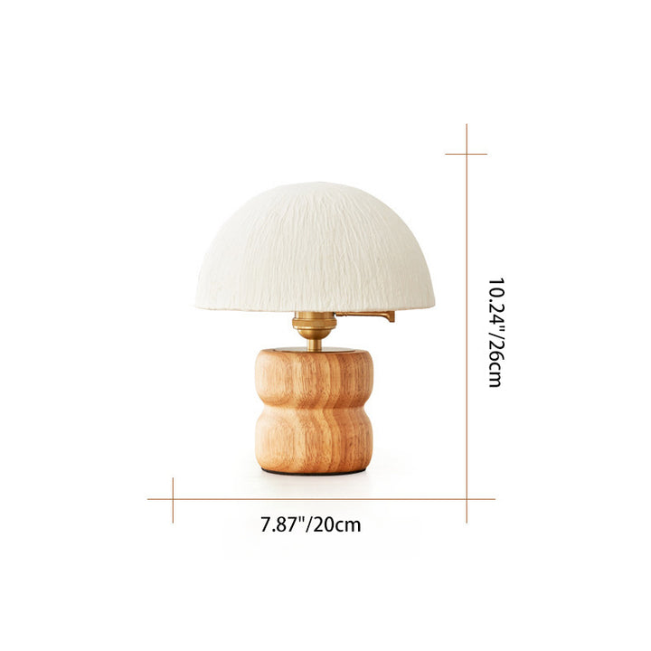 Traditional Japanese Umbrella Rice Paper Lampshade Rubberwood Base Copper 1 - Light Table Lamp For Bedroom