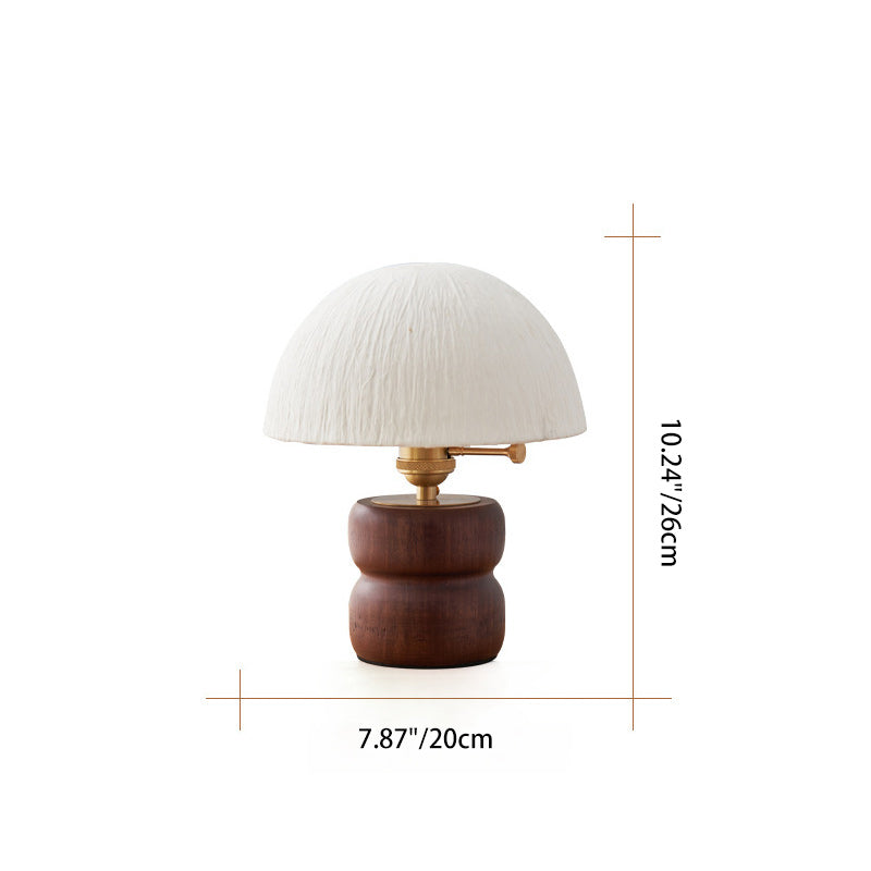 Lampe de table avec abat-jour en papier de riz traditionnel japonais, base en bois massif et cuivre, 1 lumière pour chambre à coucher 