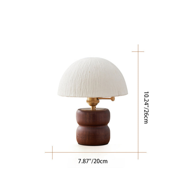 Lampe de table avec abat-jour en papier de riz traditionnel japonais, base en bois massif et cuivre, 1 lumière pour chambre à coucher 