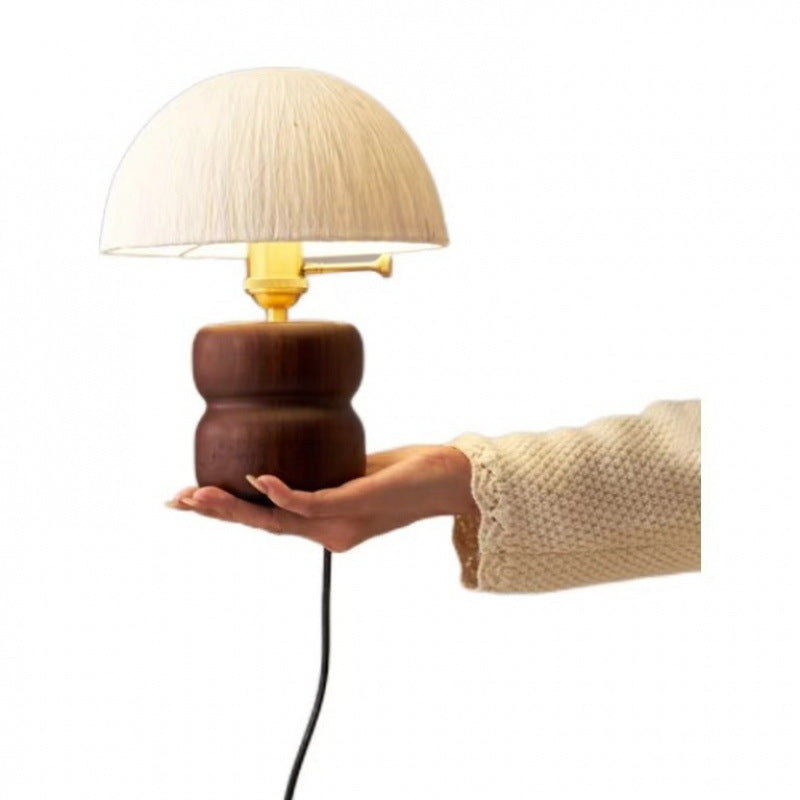 Lampe de table avec abat-jour en papier de riz traditionnel japonais, base en bois massif et cuivre, 1 lumière pour chambre à coucher 