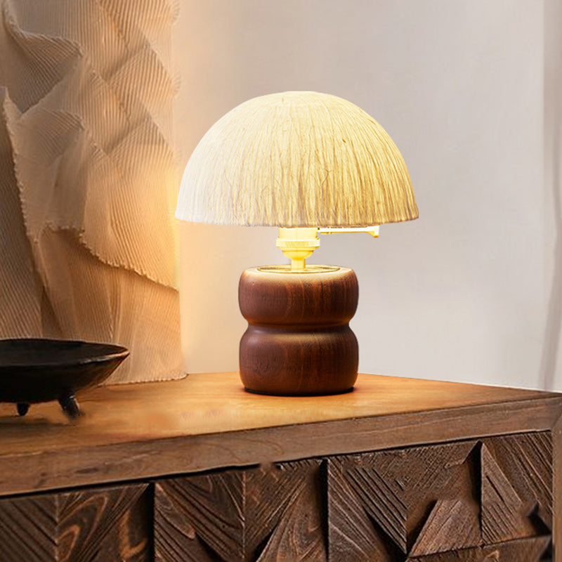 Lampe de table avec abat-jour en papier de riz traditionnel japonais, base en bois massif et cuivre, 1 lumière pour chambre à coucher 
