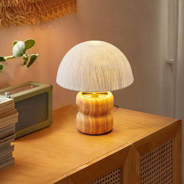 Lampe de table avec abat-jour en papier de riz traditionnel japonais, base en bois massif et cuivre, 1 lumière pour chambre à coucher 