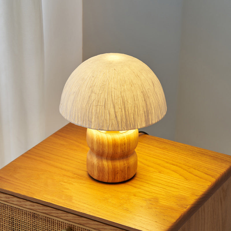 Lampe de table avec abat-jour en papier de riz traditionnel japonais, base en bois massif et cuivre, 1 lumière pour chambre à coucher 