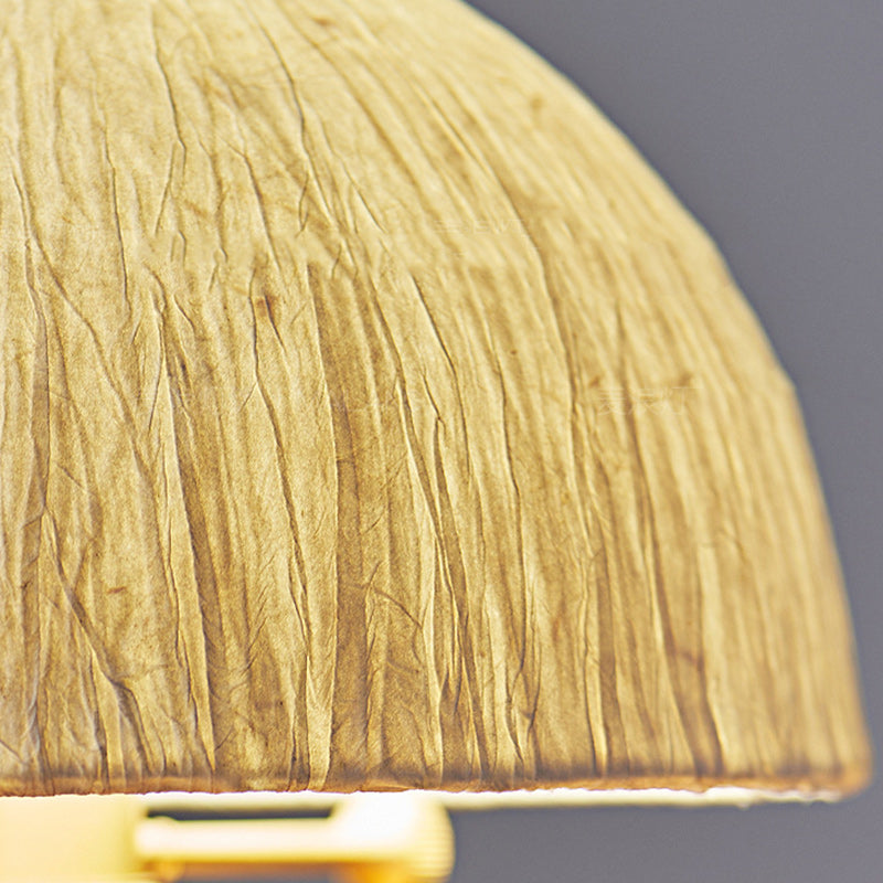 Traditional Japanese Umbrella Rice Paper Lampshade Solid Wood Base Copper 1 - Light Table Lamp For Bedroom
