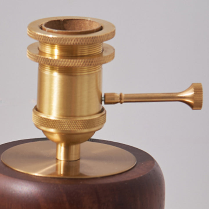 Lampe de table avec abat-jour en papier de riz traditionnel japonais, base en bois massif et cuivre, 1 lumière pour chambre à coucher 
