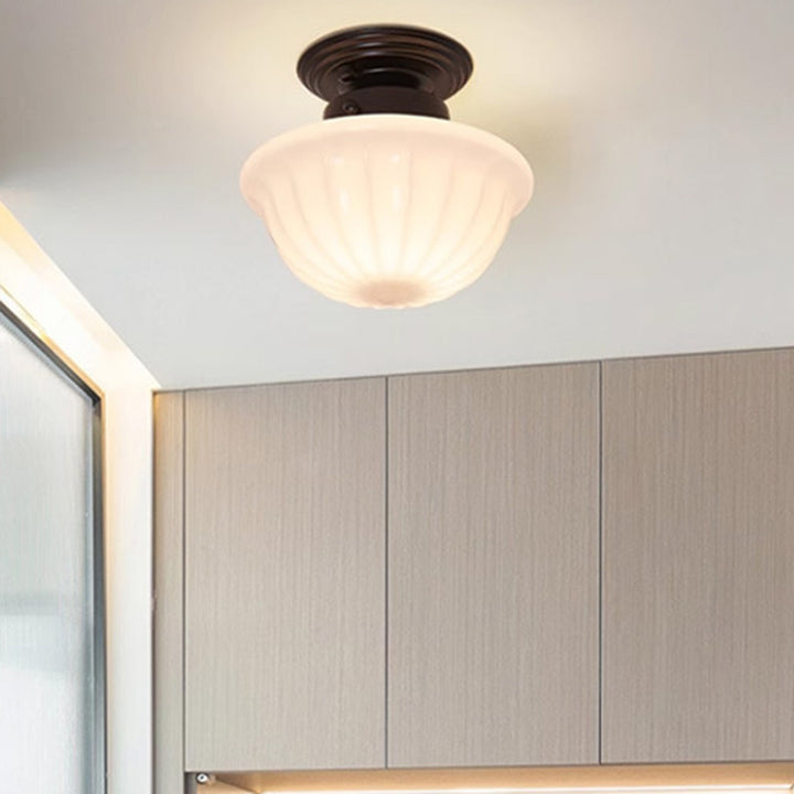 مصباح سقف شبه متدفق بغطاء زجاجي على شكل قبة اسكندنافية حديثة من الحديد 1 - ضوء للممرات 