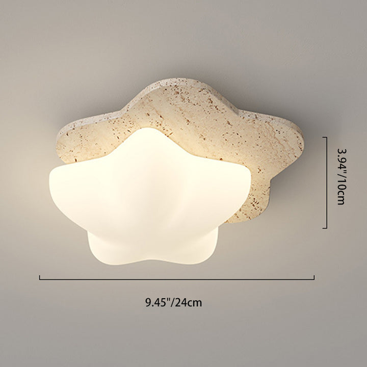 Luz de techo empotrada LED de burbujas de pentagrama de corazón japonés tradicional de travertino amarillo PE para pasillos 