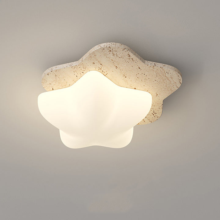 Luz de techo empotrada LED de burbujas de pentagrama de corazón japonés tradicional de travertino amarillo PE para pasillos 