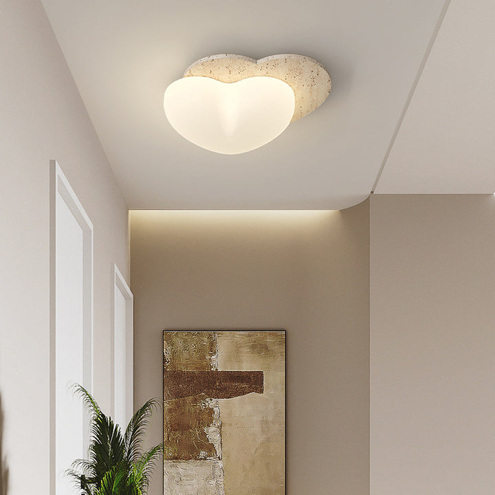 Luz de techo empotrada LED de burbujas de pentagrama de corazón japonés tradicional de travertino amarillo PE para pasillos 