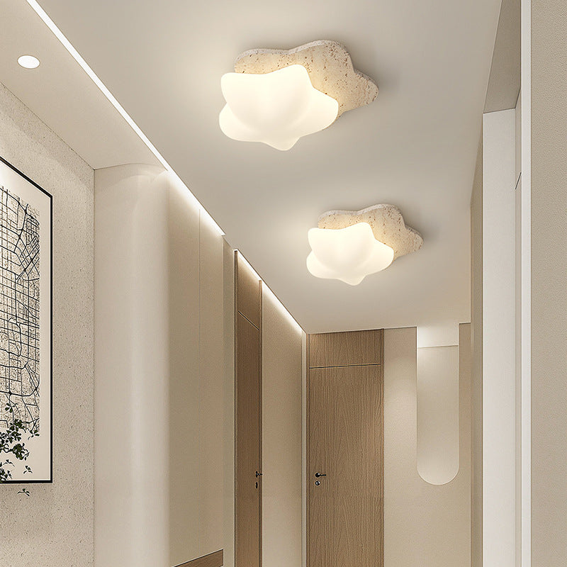 Luz de techo empotrada LED de burbujas de pentagrama de corazón japonés tradicional de travertino amarillo PE para pasillos 