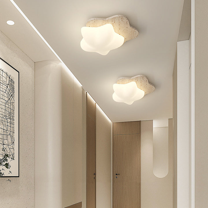 Luz de techo empotrada LED de burbujas de pentagrama de corazón japonés tradicional de travertino amarillo PE para pasillos 