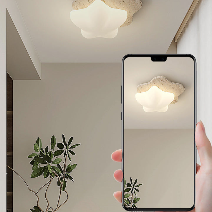 Luz de techo empotrada LED de burbujas de pentagrama de corazón japonés tradicional de travertino amarillo PE para pasillos 